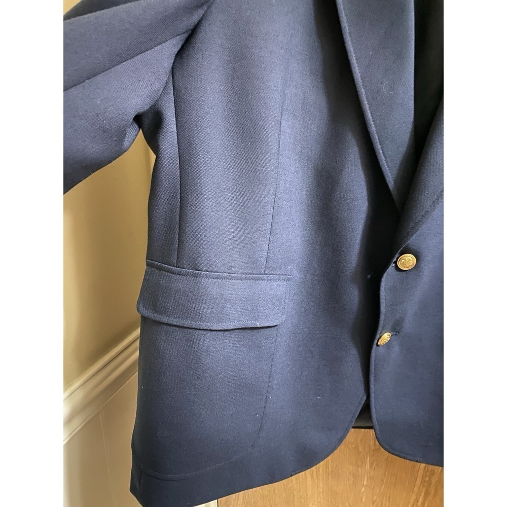 Botany 500 Wool Sports Coat Blazer Jacket Navy Gold Buttons Made In USA - Picture 10 of 13